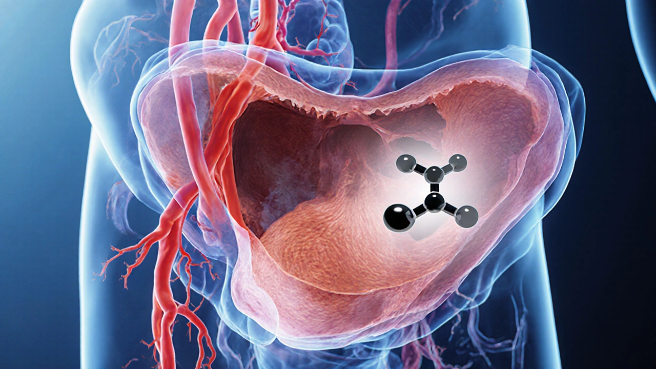 Illustration of blood flow to the penis showing sildenafil action.