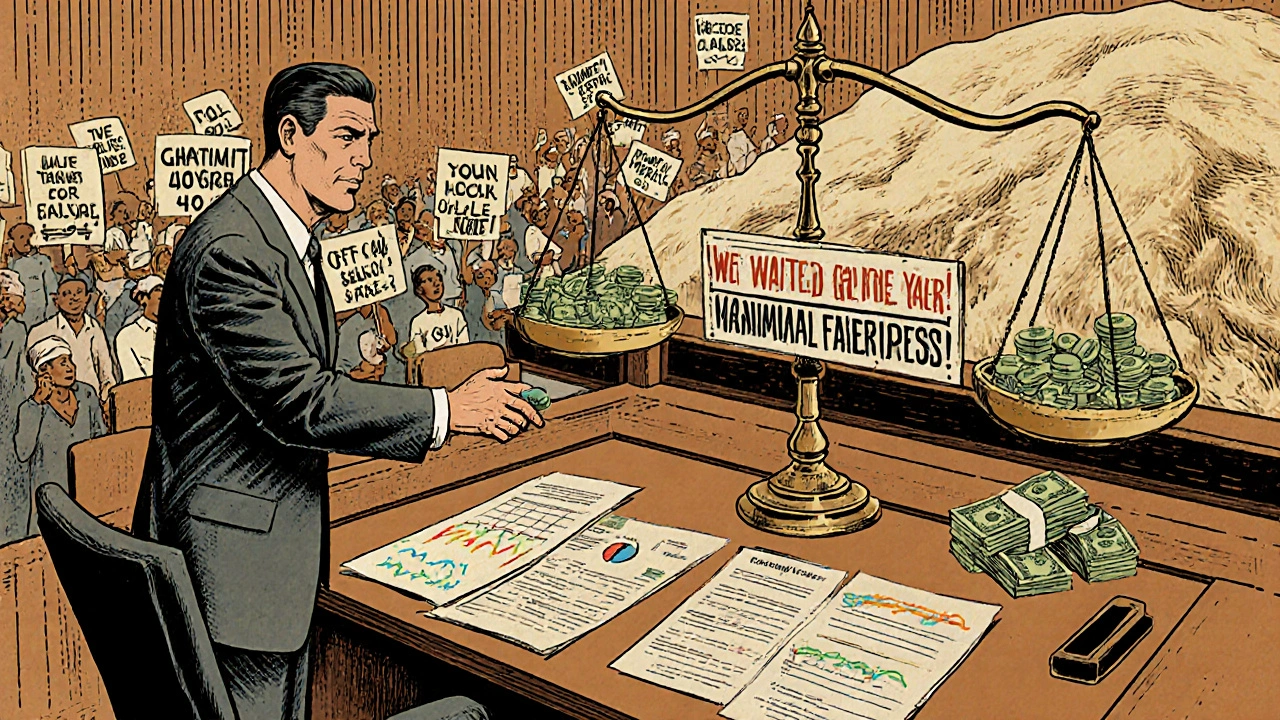 CMS agent and drug executive shaking hands over price negotiations with charts and pills.