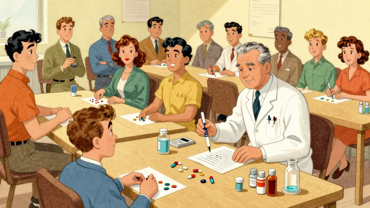 Volunteers in clinical trial taking generic and brand pills