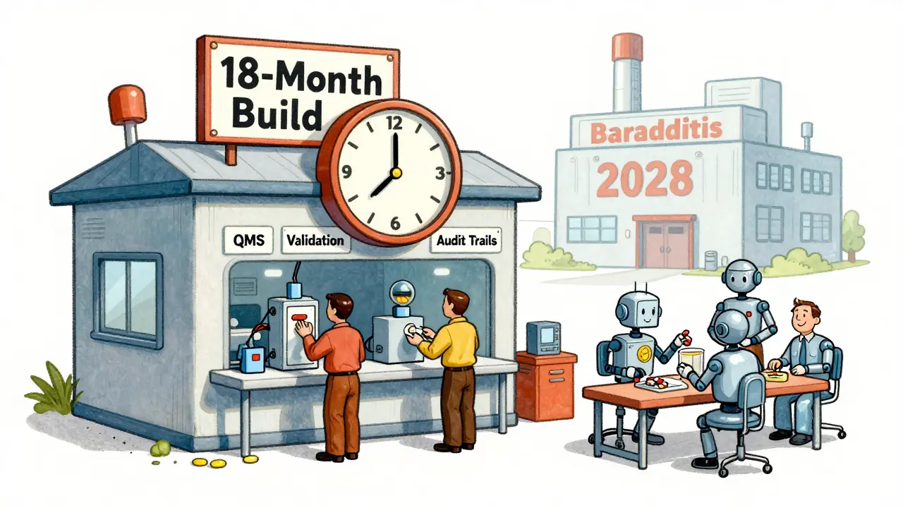 Small drug factory building compliance systems with AI and clock ticking to 2028.