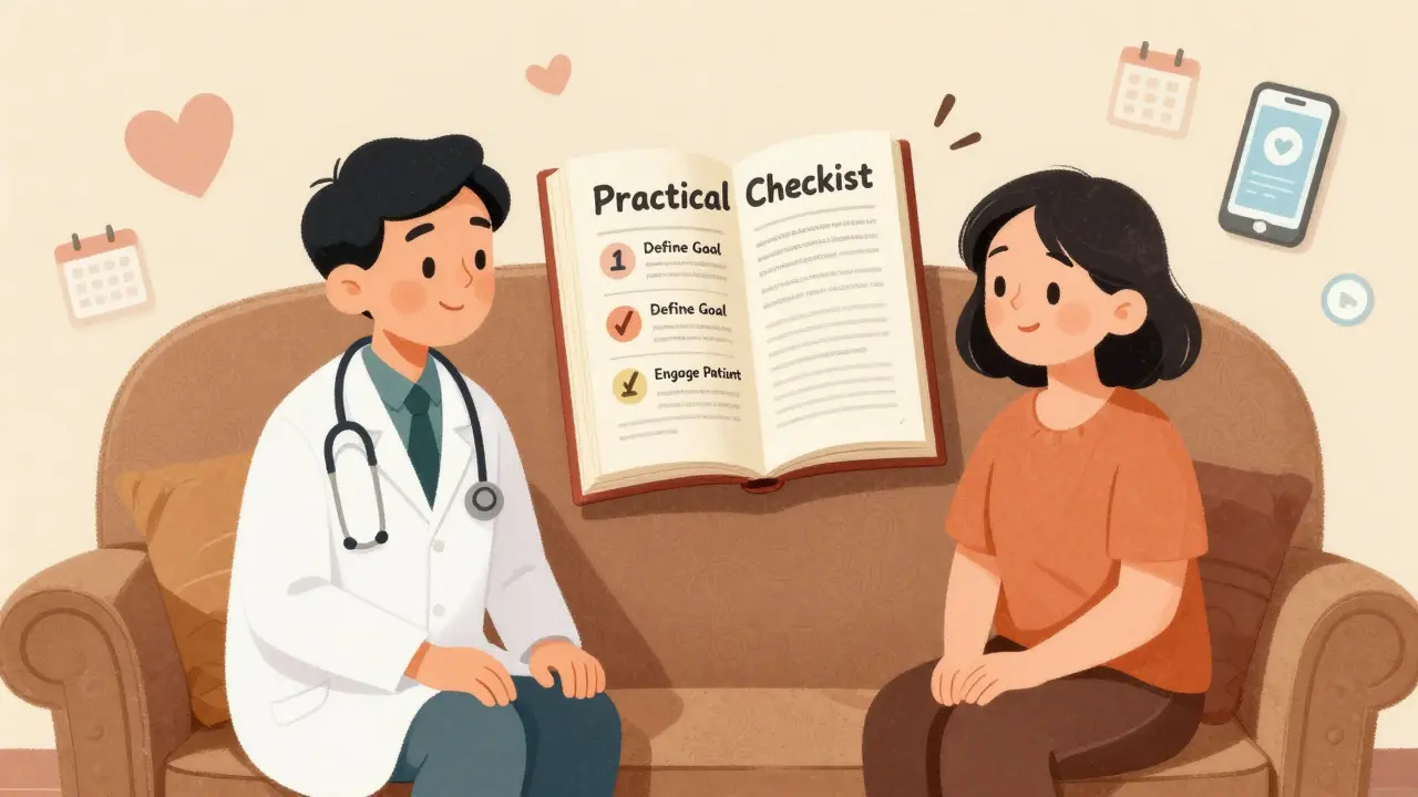 Doctor and patient reviewing a checklist together in a warm, supportive setting.