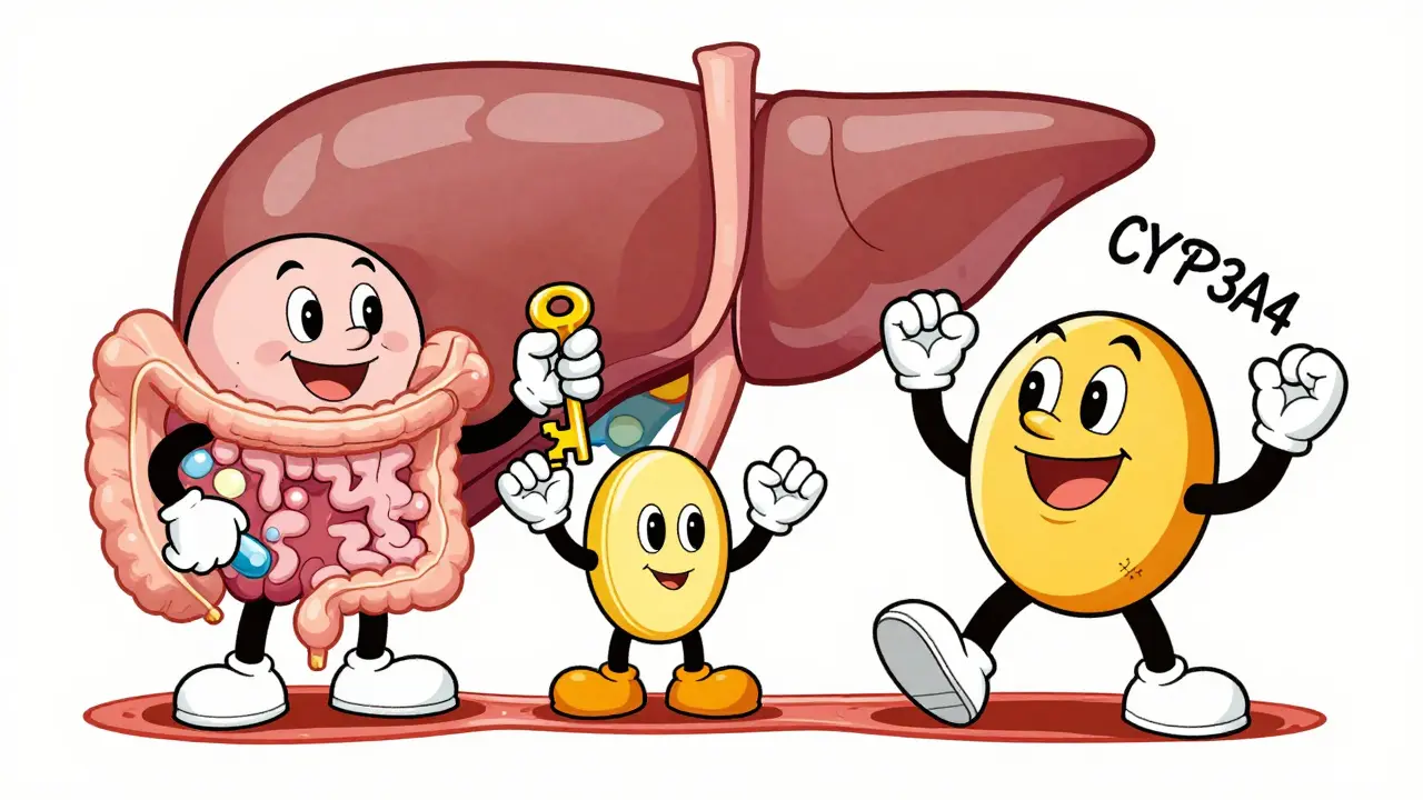 Illustration of different statins affecting vitamin D absorption pathways