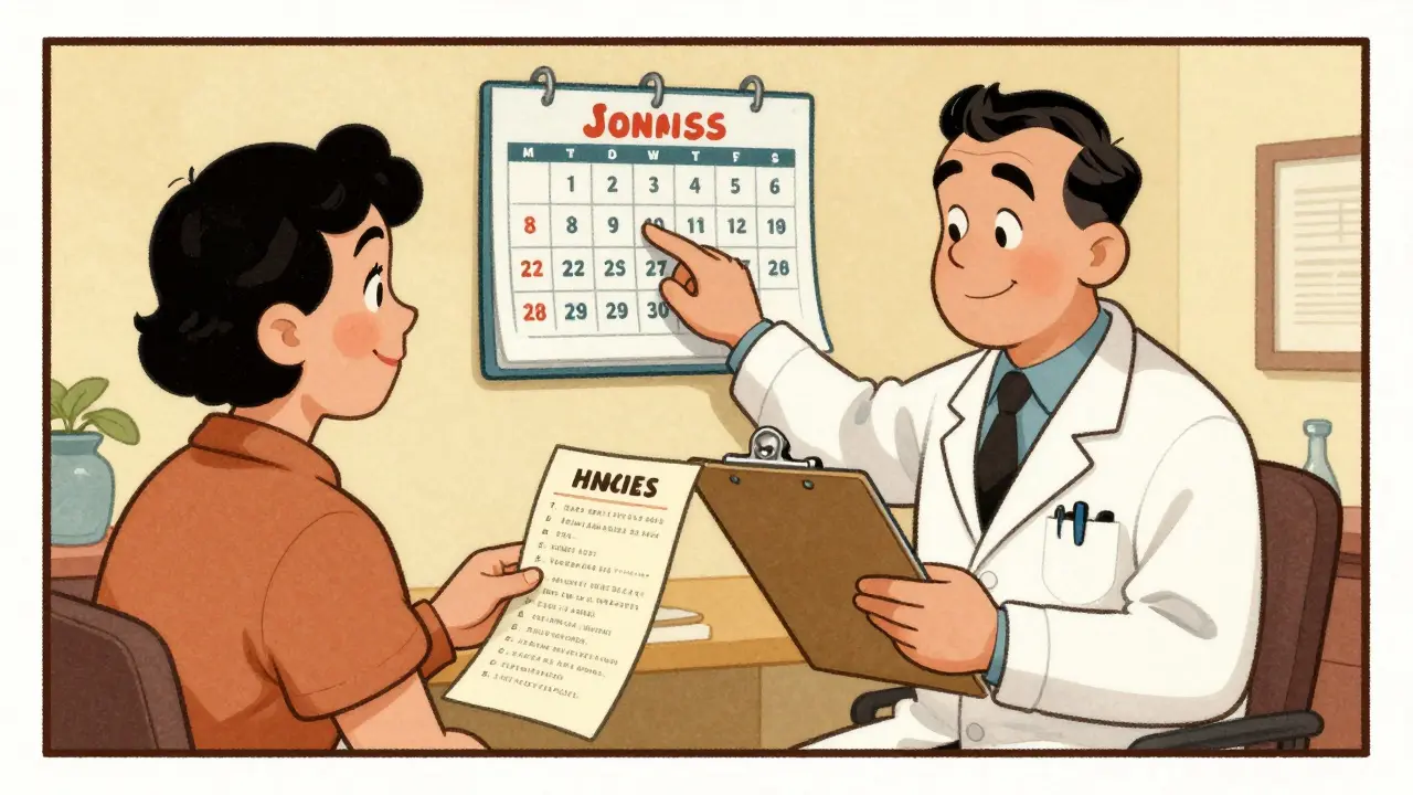 Doctor discussing medication timing adjustments with patient