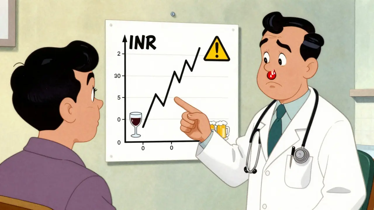 Doctor showing patient chart comparing safe vs binge drinking